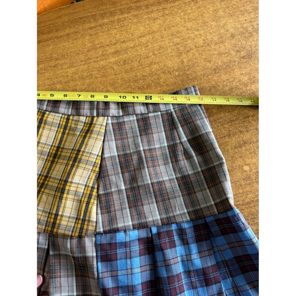 SHEIN Mixed Plaid Patchwork Pleated Mini Skirt Multicolor Tartan Size Large - Picture 3 of 5